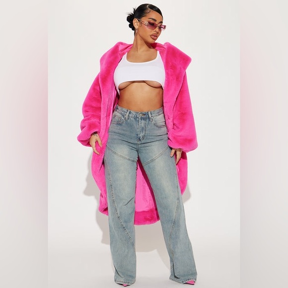 Fashion Nova Hot Pink Faux Fur Jacket size medium - Picture 4 of 6